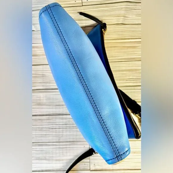 013-Kate Spade Marsala Blk,wht&blue color Block Leather Messenger Crossbody Bag - Picture 8 of 13